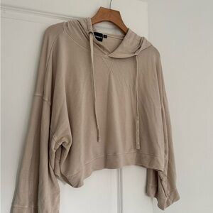 Mono B women’s dusty pink body dolman style hooded athletic sweatshirt SMALL